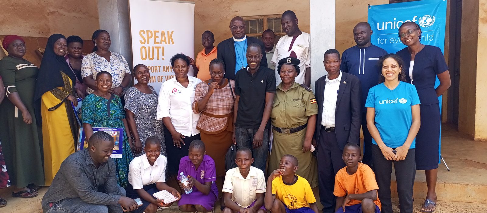Children at an advocacy event with banners