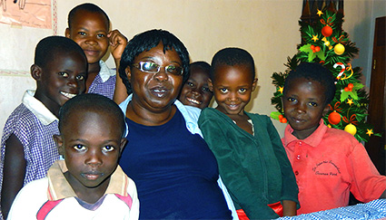 Christine with the children